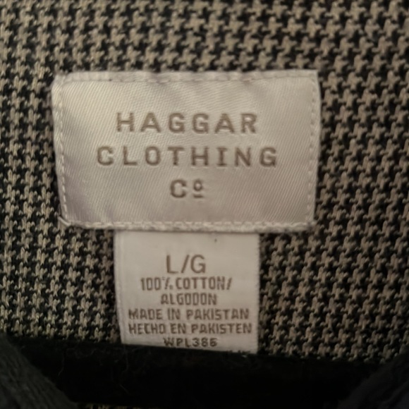 Haggar Clothibg Company Men’s checkered polo black ribbed collar shirt sleeve L - Picture 6 of 16